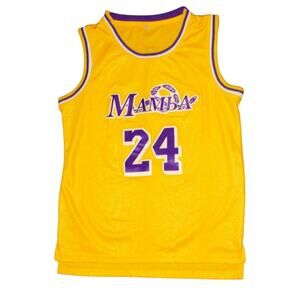 Kobe Bryant #24 "Mamba" Basketball Jersey - Yellow/Gold & Purple - Size M